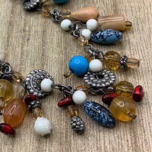 Premier Designs Vintage Multi Colors Beaded Silver Tone Bracelet